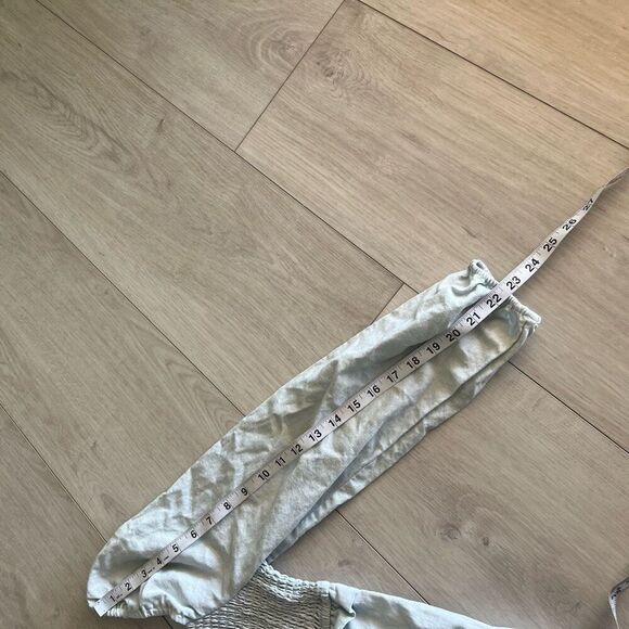 7 FOR ALL MANKIND LINEN BLEND SMOCKED PUFF SLEEVE DRESS SIZE SMALL - Picture 4 of 7